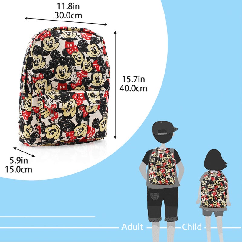 Finex Mickey Minnie Canvas Backpack Casual Daypack with 15 in Laptop Storage Compartment - Image 5